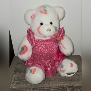 Build A Bear White Teddy Bear Rainbows Summer Season Of Hugs Plush Dress 12"